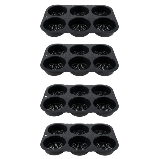 4Pcs Silicone Hamburger Bun Mold 6-Cavity