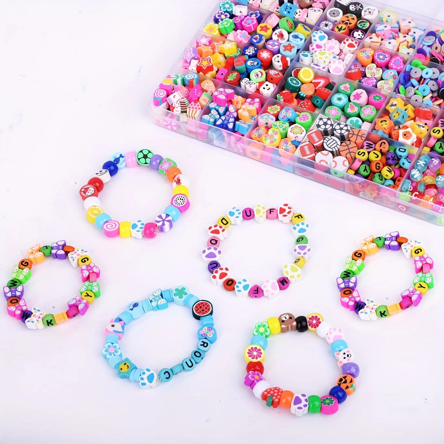 1000Pcs Polymer Clay Assorted Beads