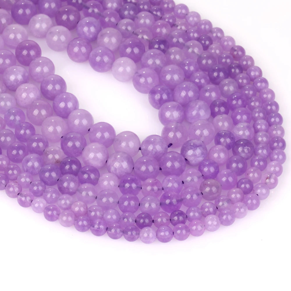 6/8/10mm Natural Purple Angelite Jades Stone Loose Spacer Beads