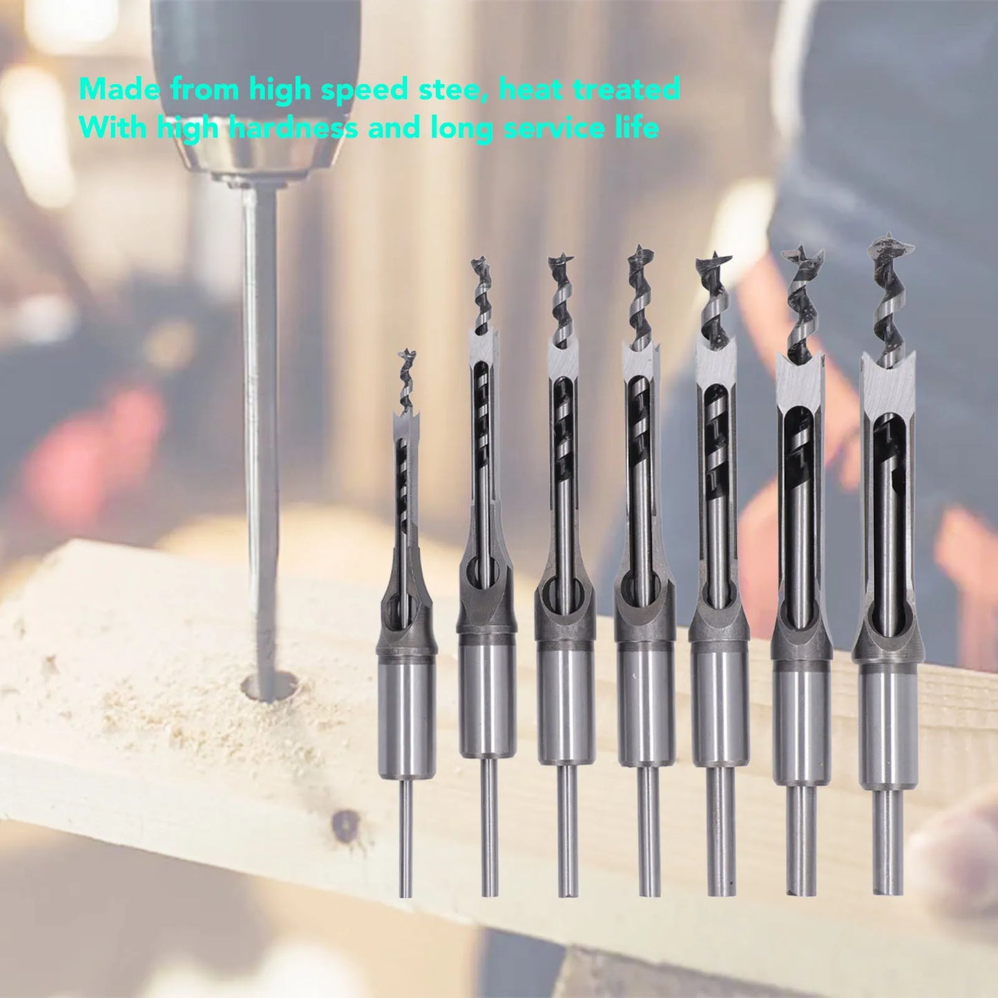 7 Pcs Woodworking Square Drill Bits