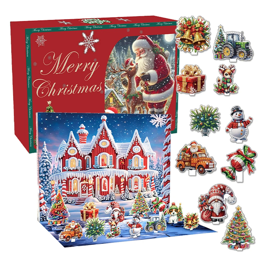 Christmas Calendar Diamond Painting Tabletop Ornament Advent Box