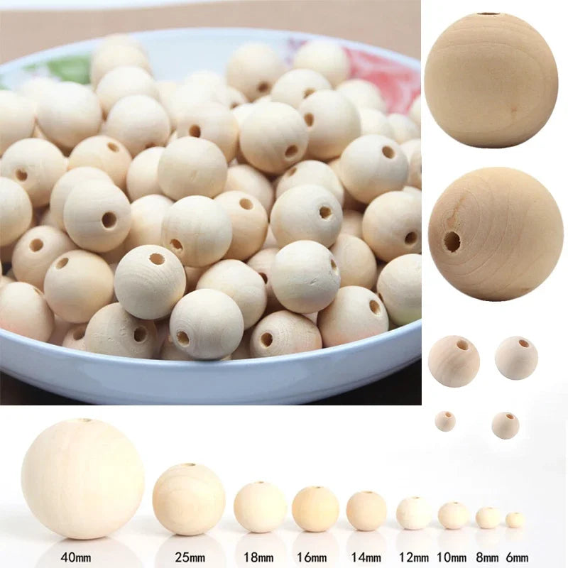 300pcs Natural Wooden Spacer Beads Round