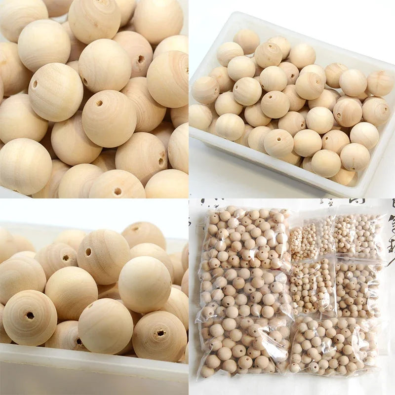 300pcs Natural Wooden Spacer Beads Round