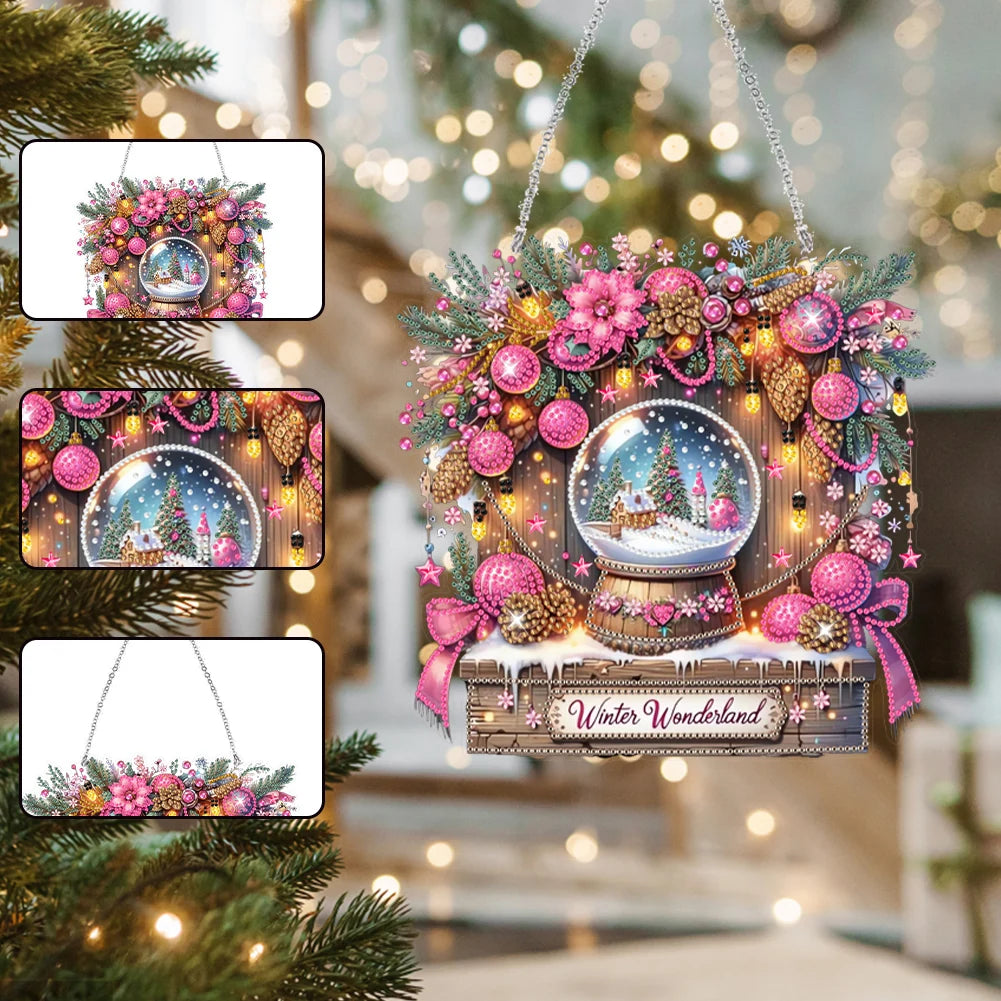 Wooden Christmas Theme Diamond Painting Hanging Ornaments Kit