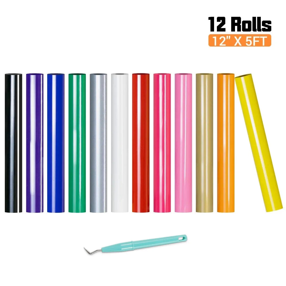 12/10/6 Pack 12inX5ft Multi Colors Heat Transfer Vinyl Roll